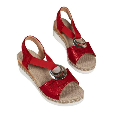 

Women Espadrille Platform Sandals Hessian Wedges Shoes Open Toe Wedge Buckle Ankle Strap Sandal High Heels Memory Foam Fashion Summer Roman Shoes Ladies UK