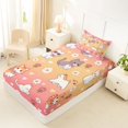 thumbnail image 5 of Manfei Cute Pet Kitten Twin Sheets, Cartoon Groovy Flower Bedding, Peach Pink, 3pcs, 1 Flat Sheet, 1 Fitted Sheet and 1 Pillowcase, 5 of 6