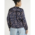 thumbnail image 6 of Time and Tru Women's Silky Satin Ruffle Neck Blouse, Sizes XS-XXXL, 6 of 8