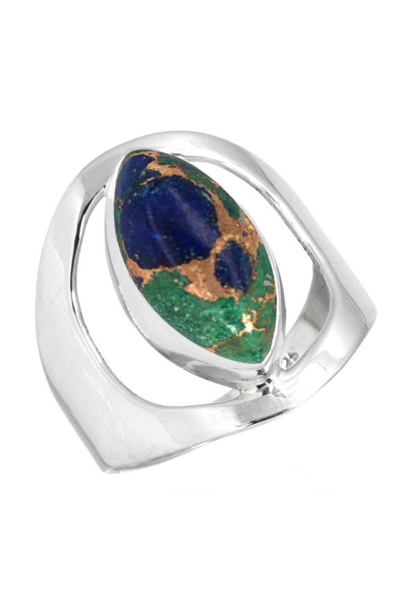 Natural Mohave Azurite Women Jewelry 925 Sterling Silver Ring