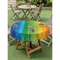 thumbnail image 3 of Outdoor Tablecloth with Umbrella Hole and Zipper, Colorful Striped Ombre Round Table Cloth 60 Inch Waterproof Tablecloth, Rainbow Stripes Modern Abstract Art Picnic Table Cover for Patio Camping, 3 of 7