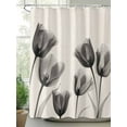 thumbnail image 2 of Black Tulip Shower Curtain, Minimalist Modern Flower Art Linen Background Waterproof Shower Curtain Set with 12 Hooks Lightweight Washable Fabric Shower Curtains for Bathroom 60x72 Inches, 2 of 6