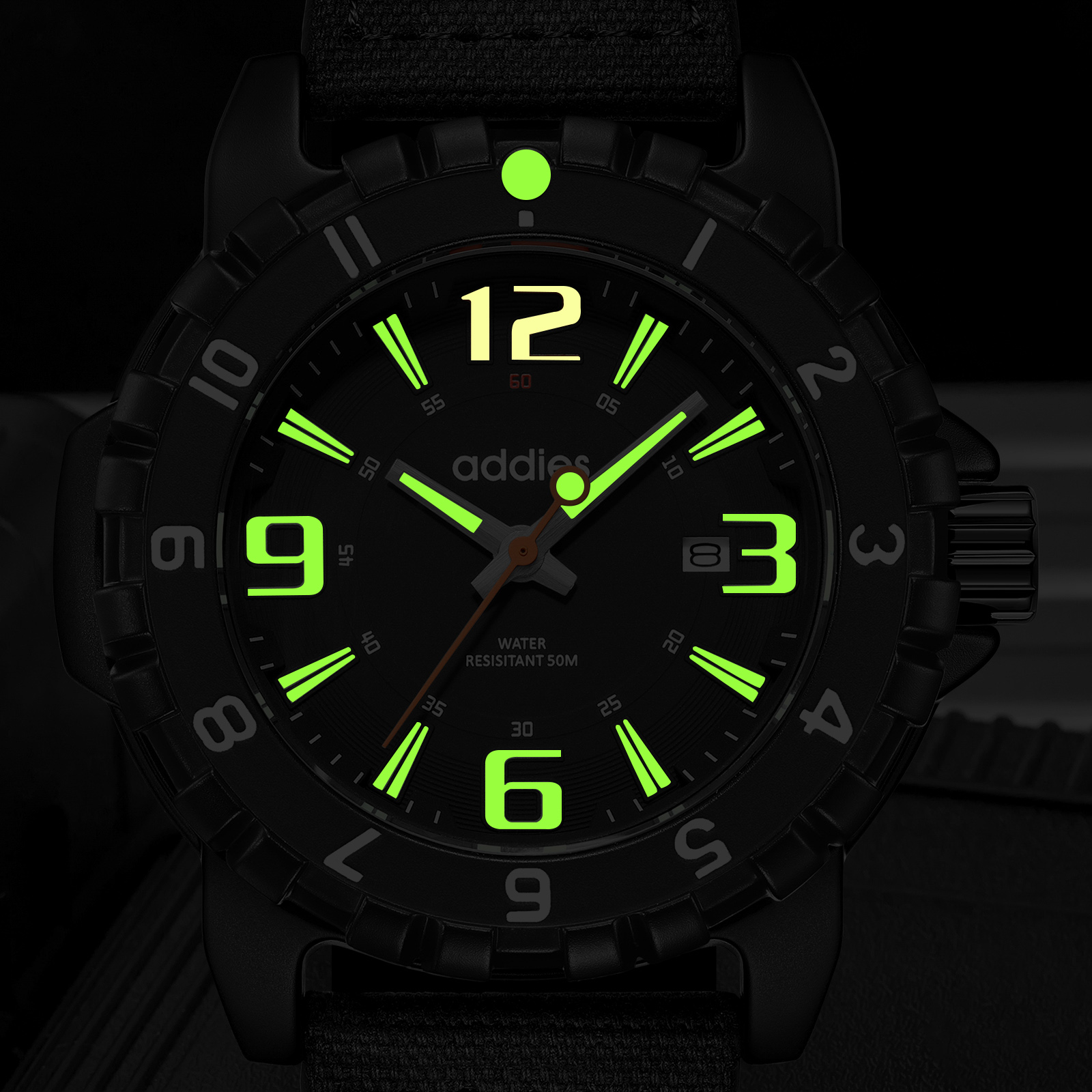 ADDIES Military Analog Watch for Men - Rugged 50M Waterproof Luminous Quartz Watch with Canvas Strap for Outdoor and Tactical Style