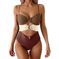 thumbnail image 2 of ITSAME Womens One-Piece Swimsuit Adjustable Straps Hollow Out Quick-Dry Fashion Beach Swimwear Brown Size S, 2 of 6