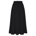 thumbnail image 5 of UVEASISHA Flowy Skirts for Women Elastic Waist Drawstring Skirt with Pockets A Line Ruffle Pleated Maxi Skirts Black S, 5 of 8