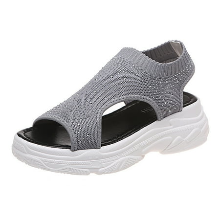 

Womens Comfortable Weaving Stretch Sandals Thick Bottom Cushioned Casual Joggings Casual Sneaker Sandals for Women