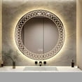 thumbnail image 5 of YOSHOOT LED Round Bathroom Vanity Mirror with Lights, 24" Dimmable Circle Makeup Mirror, 3 Color Lighting Modes & Touch Screen, Wall Mounted Anti-Fog Frameless Illuminated Mirror, B, 5 of 7