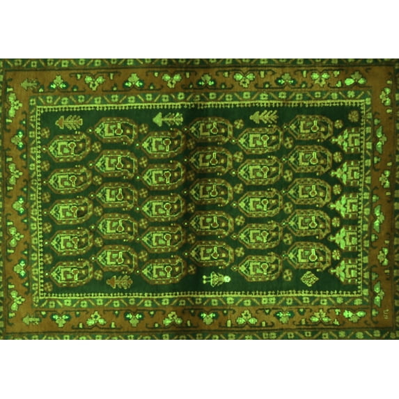 Ahgly Company Indoor Rectangle Persian Green Traditional Area Rugs, 2' x 4'
