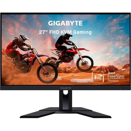 GIGABYTE - 27" IPS LED FHD FreeSync Monitor with KVM  (HDMI, DisplayPort, USB) - Black
