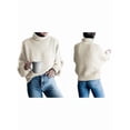 thumbnail image 3 of Suéter de Larga con Cuello Alto y Mangas Abullonadas para Mujer, de Color Liso, para Invierno y Otoño Albaricoque M, 3 of 7