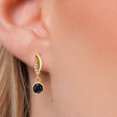 thumbnail image 3 of Gem Stone King 14K Yellow Gold Black Sapphire and Lab Grown Diamond Earrings for Women | 2.35 Cttw | Gemstone September Birthstone | Round 6MM, 3 of 6