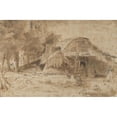 thumbnail image 2 of Rembrandt van Rijn 14x11 Gold Ornate Wood Frame and Double Matted Museum Art Print Titled - Cottage Near the Entrance to a Wood (1644), 2 of 4