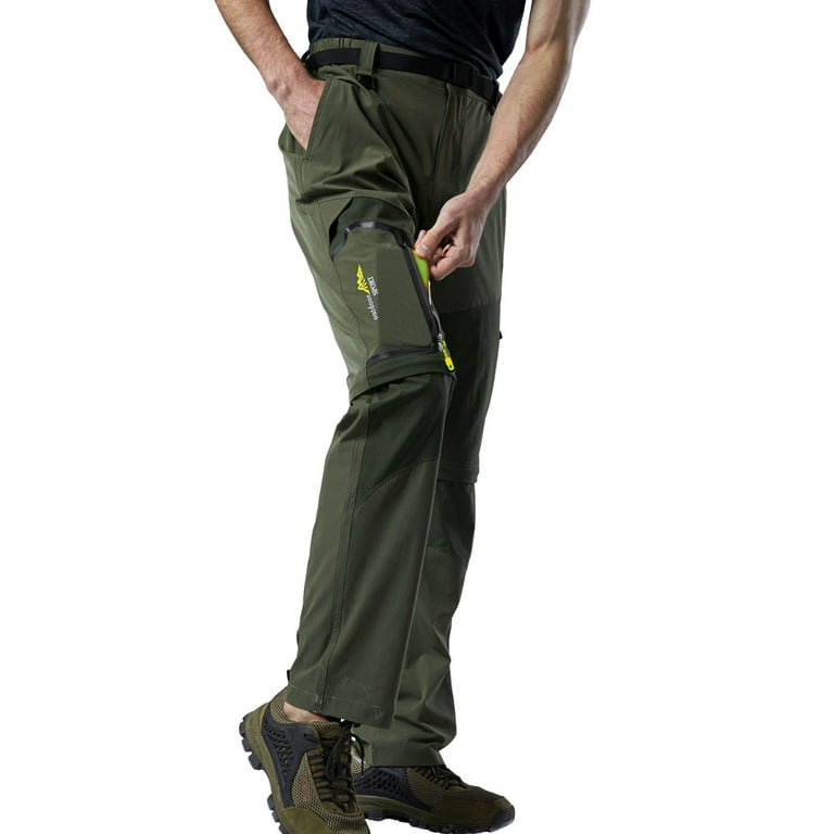 JDEFEG Mens Pants 12 Year Old Mens Plus Size Mountaineering Quick Dry Pants  Multi Pocket Detachable Disjointed Trousers Pants for Men Nylon 90% Spandex  10% Army Green L 