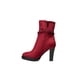 thumbnail image 3 of Botines Tacones Vestir Leon Mujer Dama Rojo Vino Gamuza W180K246, 3 of 3