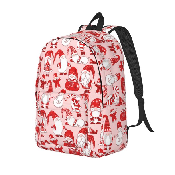 Disketp Gnome Merry Christmas print Canvas Backpack Lightweight Travel Daypack Student Rucksack Laptop Backpack-