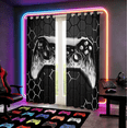 thumbnail image 2 of Manfei Gaming Curtains for Living Room,Geometric Hexagon Blackout Curtains Set of 2 (42x63),Gradent Black Silver Curtains and Drapes (42x63) For Boy,Microfiber Room Decor, 2 of 7