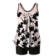 thumbnail image 4 of VISALY Women's Tankini Bathing Suits Tankini Swimsuits Two Piece Floral Tankini Swimsuit with Tummy Control Conservative Two Piece Bathing Suit Set with Removable Bra Pads Green L, 4 of 5
