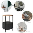 thumbnail image 2 of IVV Round Storage End Table, Side Table with Fabric Basket, Wooden Top, Metal Frame, Brown and Black, 15.75"L x 15.75"W x 24.2"H, 2 of 6