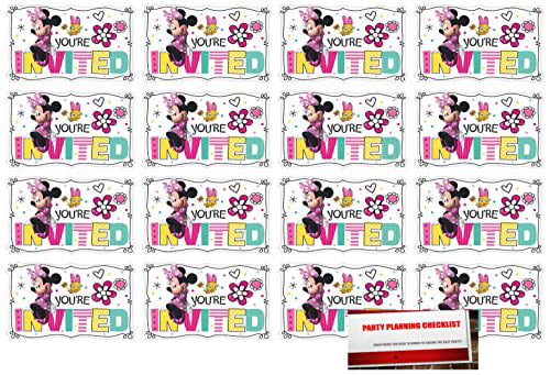 16 Minnie Mouse Postcard Invitations Birthday Party Supplies Value Pack Plus Party Planning Checklist 