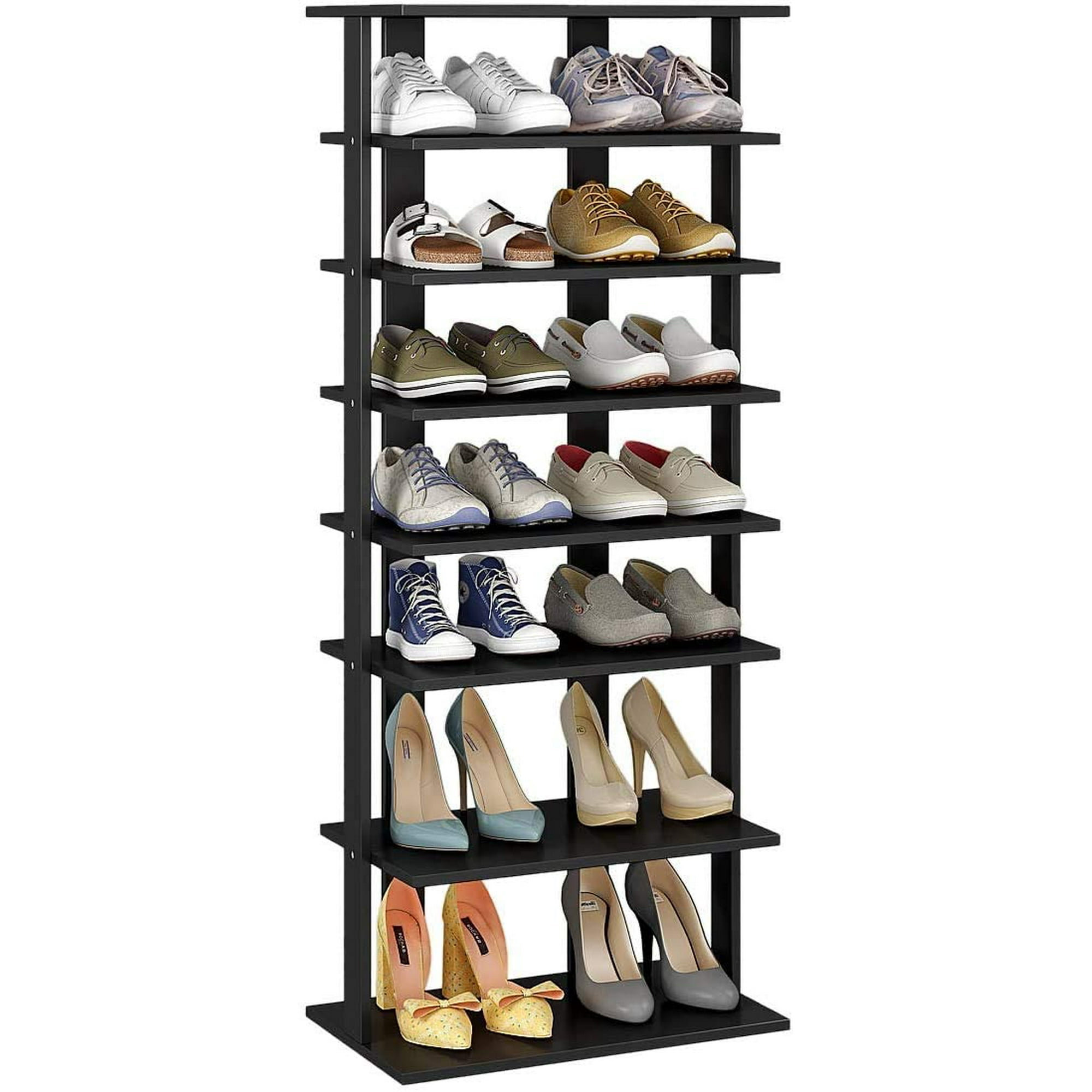 8 Tiers Shoe Rack Vertical Narrow Shoe Shelf Storage Organizer Sturdy Space Saving Tall