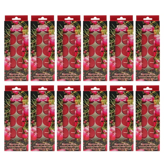 Hosley 120 PCs Bulk Pack Mountain Berry Fragrance Highly Scented Tea Light Candle. Ideal for Wedding Church Vigil Emergency Lanterns Spa Aromatherapy Party Reiki Candle Garden