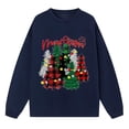 thumbnail image 2 of Gibobby Túnica de moda Suéter informal a cuadros con estampado de árbol de Navidad y bombilla para mujer, moderno y festivo, perfecto para Navidad (Azul, L), 2 of 5