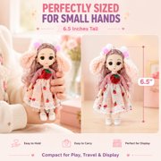 3PCS 6 inch Mini Princess Dolls Set Cute Dress Up Girl Dolls Gift Toy for 3+ Year Old Girls