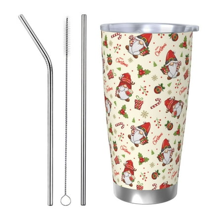 

Matuu cute Santa with Gifts for 20oz Durable Thermal Cups Keep Drinks Cold and Hot Insulated Car Mug with Lid-Straw Three-piece Set