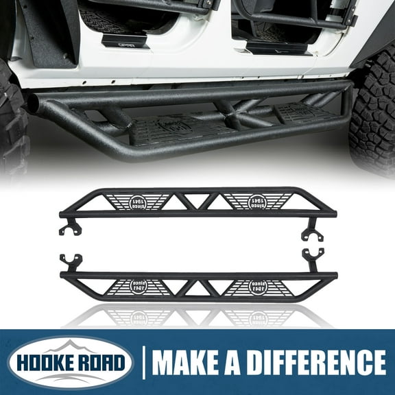Hooke Road Fits 2007-2018 Jeep Wrangler JK Steel Side Step Nerf Bars Running Board