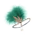 thumbnail image 3 of Diadema estilo flapper, diadema de plumas, disfraz temático de los años 20, accesorio para el cabello, tocado para actuaciones en escenario, cócteles Verde Salvador Tocado de aleta, 3 of 10