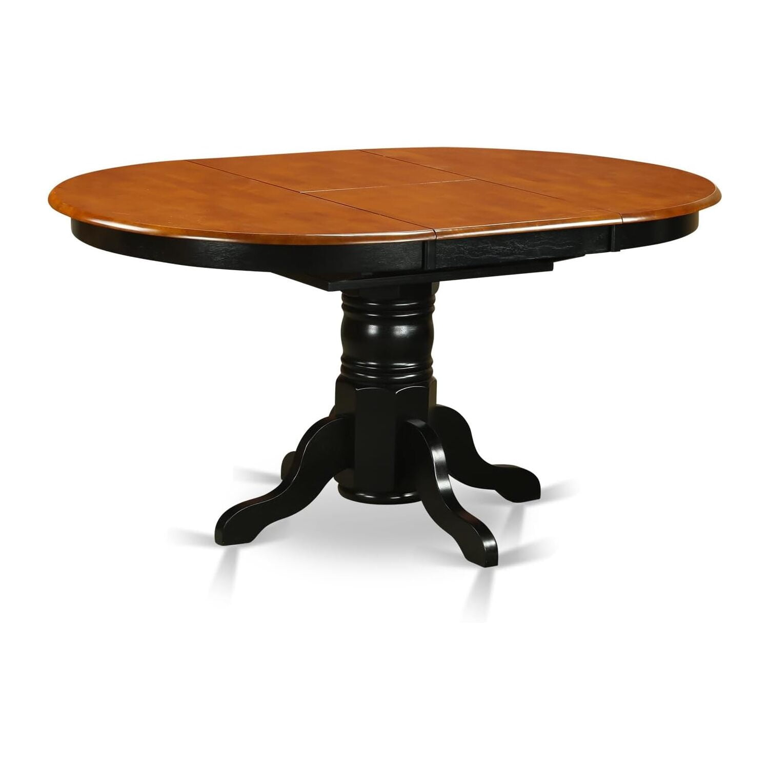 HomeStock African Artistry Kitchen Dining Table - an Oval Wooden Table Top with Butterfly Leaf & Pedestal Base, 42x60 Inch, Modern Oval Dining Table-Color:Black and Cherry