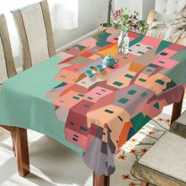 Yayeee Tablecloths 60" x 108" Rectangle Wrinkle Resistant Party Table Cover, Cityscape Painting