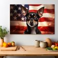 thumbnail image 3 of Rat Terrier Dog with American Flag Canvas Wall Art Dog Pictures for Wall Decor Red White Blue Flag of USA Patriotic Painting Print for Living Room Bedroom Office Ready to Hang, 3 of 4
