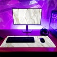 thumbnail image 2 of White Marble Texture Extended Mouse Pad 31.5x11.8 Inch White Desk Marble Mousepad Extended Large Non-Slip Rubber Base Waterproof Big Keyboard Mat with Stitched Edges for Home Gaming and Office, 2 of 6