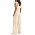 thumbnail image 3 of MSJUHEG Two Piece Sets for Women Dressy Beach Sets for Women Lounge Sets for Women Sleeveless Round Neck Tank Tops Beach Vacation Clothes for Women Tank Crop Top Wide Leg Pants Set Beige L, 3 of 6