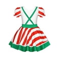 thumbnail image 5 of Aislor Kids Girls Princess Christmas Carnival Party Striped Short Sleeve Tutu Dress Xmas Dance Size 4-14 White 14, 5 of 7