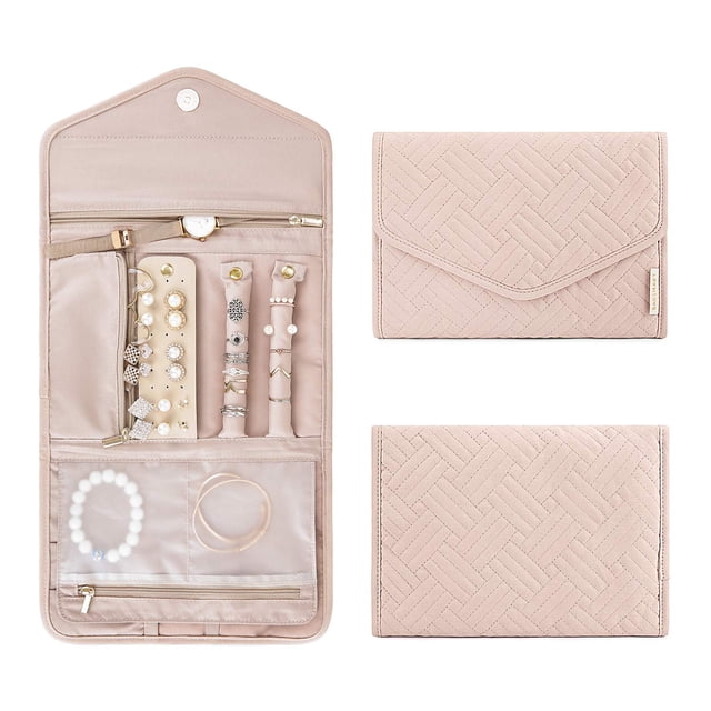 Bolsa organizadora de joyas BAGSMART Travel Roll, color rosa suave