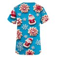thumbnail image 4 of Women Christmas Scrub Tops Stretchy V-Neck Short Sleeve Cute Print Working Uniform Pull-On Tops with Pockets, XXXL, 4 of 5