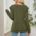 thumbnail image 4 of gakvbuo Fall Women Casual Solid Long Sleeve Ruffles Hoodie V-Neck T-Shirt Blouse, 4 of 7