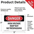 thumbnail image 2 of High Voltage Keep Out No Trespassing OSHA Danger Vinyl Decal Label 5 Inch x 3.5 Inch - 10 Pack, 2 of 6