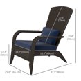 thumbnail image 3 of Outsunny Rattan Adirondack Chair Wicker Fire Pit Chair w/ Cushion Dark Blue, 3 of 10