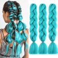 thumbnail image 1 of Extensiones de cabello sintético para trenzas, textura Yaki, fácil de trenzar, 3 Pack Pre-Stretched African Braiding Hair - 61cm - Colores Azul Agua, 1 of 5