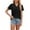 Black Shirts for women, variant on HAPIMO Women's Trendy Loose Tops Dressy Tunic Summer Tees Short Sleeve Lapel V Neck Pullover Elegant Casual Relaxed Blouses for Teen Girls Solid Color Ruched Black XL