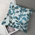 thumbnail image 7 of Acheng  Classical Jacquard Teal Leaf Pattern Square Decorative Throw Pillow Case Cushion Cover,Set of 2(Two Sides Print) 22x22in, 7 of 7