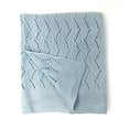 thumbnail image 1 of Effe Bebe Ravelry Knitted Baby Blanket, 30'x40', French Blue, 100% Acrylic, Wheat Wave Pattern, 1 of 4