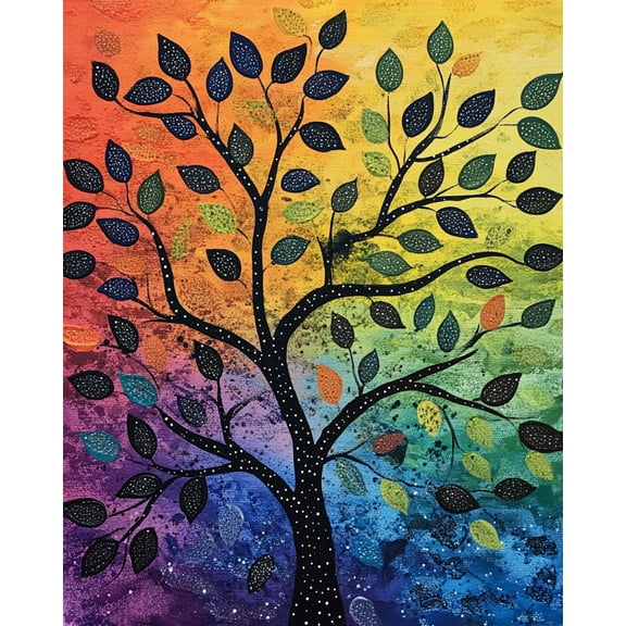 Paint by Numbers for Adults Kids Beginner Rainbow Tree of Life DIY Acrylic Painting by Numbers Kits with Brushes Acrylic Pigment Home Decoration Gifts 16 x 20 inch