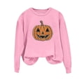 thumbnail image 5 of Xdegoge Women's Pumpkin Graphic Sweatshirt Glitter Rhinestone Jack O Lantern Pullover Tops Casual Long Sleeve Crewneck Fall Shirts for Halloween Party Lounge, 5 of 5