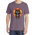 thumbnail image 2 of Wild Bobby, Flaming Laughing Fierce Clown, Streetwear, Garment-Dyed Washed Look Short Sleeve T-Shirt, Rosewood, Small, 2 of 3