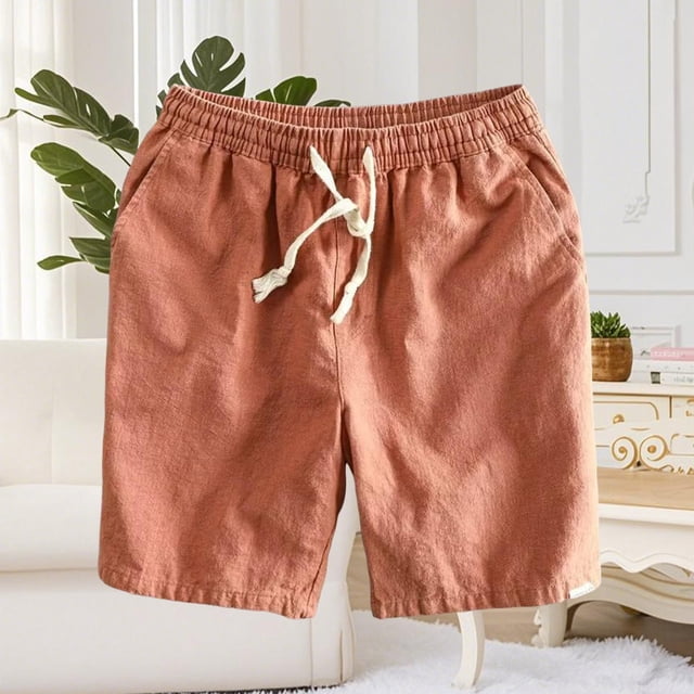 Ceisia Men's Relaxed Linen Minimalist Gift Casual Shorts Breathable Cuffed Hem Multi-Color