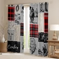 thumbnail image 2 of Homewish Western Cowgirl Cowboy Blackout Curtains Set of 2 (52x84 Each), Grey Red Patchwork Window Curtains, Tribal Dreamy Catcher Curtains and Drapes, Window Curtains Bedroom Decor, 2 of 6